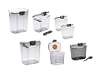 ProKeeper Baker's Airtight Kitchen Storage Canister Container Set for Flour, Sugar & More, Keeps Ingredients Fresh, with Accessories (Multicolor, 7- Piece)