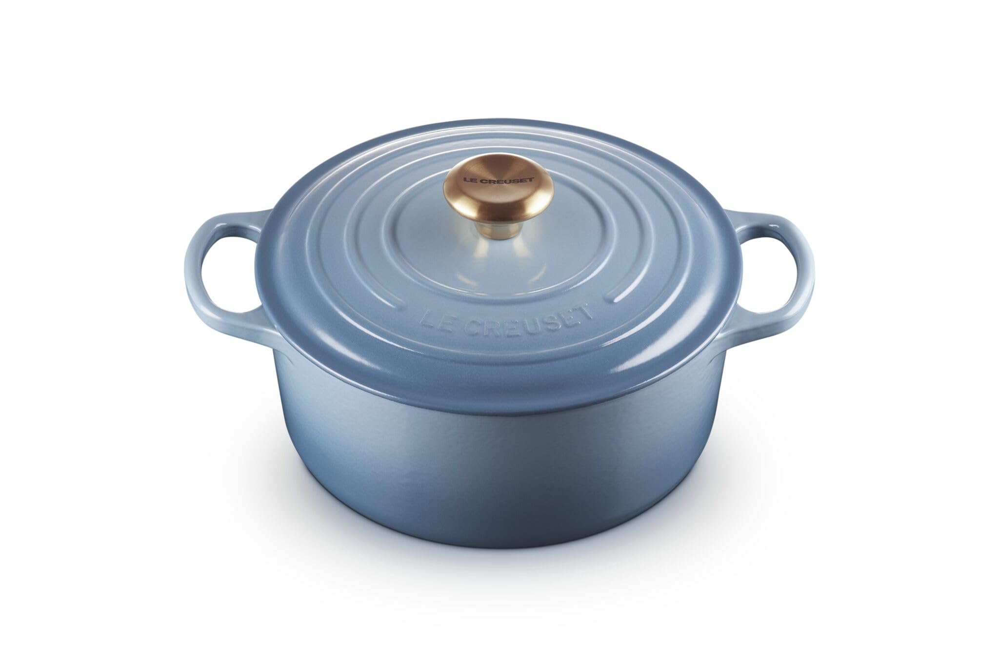 Le Creuset Signature Gusseisen-Bräter mit Deckel, Ø 24 cm, Rund, Für alle Herdarten und Induktion geeignet, Volumen: 4,2 l, 4,305 kg, Chambray, 21177244344441