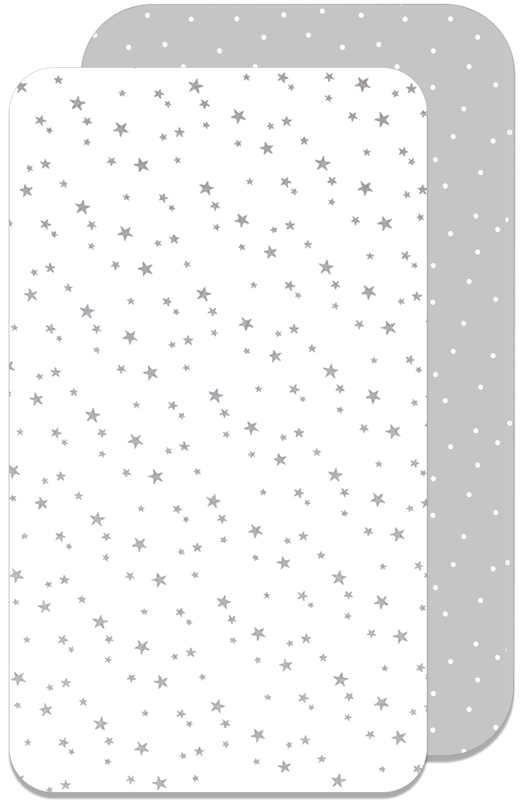 Lovely Hippo 2X Baby Spannbettlaken – 100% Baumwolle, Weich & Atmungsaktiv – Set 2X - Kompatibel mit Kinderkraft (Graue Sterne, 55 x 90 cm)
