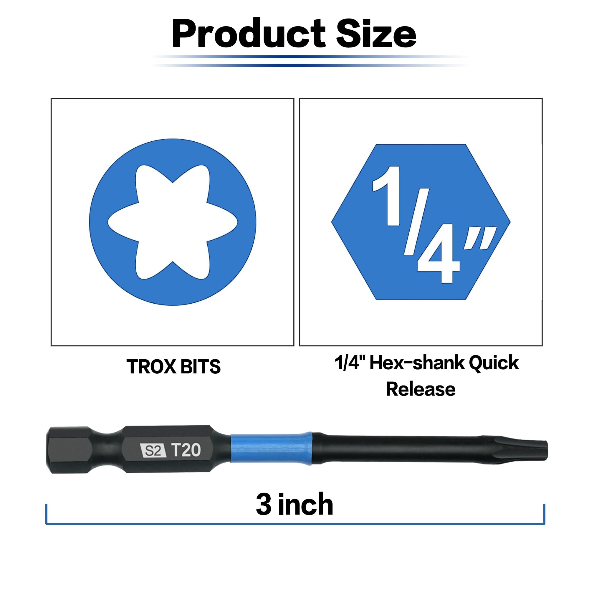 10-częściowy magnetyczny śrubokręt Torx, trzpień sześciokątny 1/10.2 cm, stal TT20, S2, zabezpieczenie, bitów Torx, odporny na manipulacje, zestaw bitów gwiazdkowych z końcówkami obrabianymi
