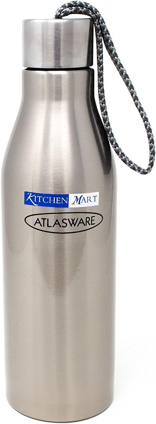 Atlasware Stainless Steel Leakproof Water Bottle | Durable Non Toxic Eco Friendly BPA-Free Fridge Hydration Flask for Office, Gym, School, Outdoor, Home and Kitchen Use (Grey, 1000 ml)