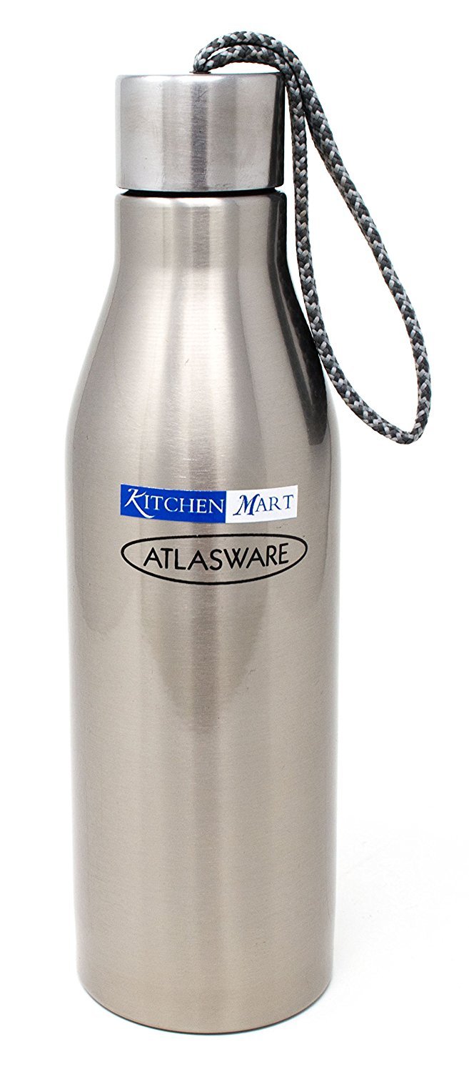 Atlasware Stainless Steel Leakproof Water Bottle | Durable Non Toxic Eco Friendly BPA-Free Fridge Hydration Flask for Office, Gym, School, Outdoor, Home and Kitchen Use (Grey, 1000 ml)