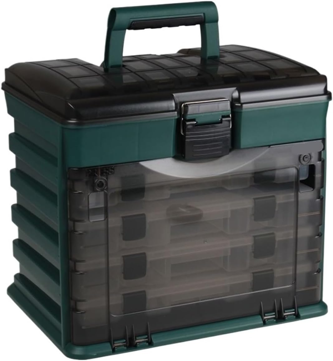 QUQUQ Fishing Storage Box Tackle Box Portable Fishing Storage Side Storage Box Layer Top Storage Compartment Box Fishing Gear Organizer