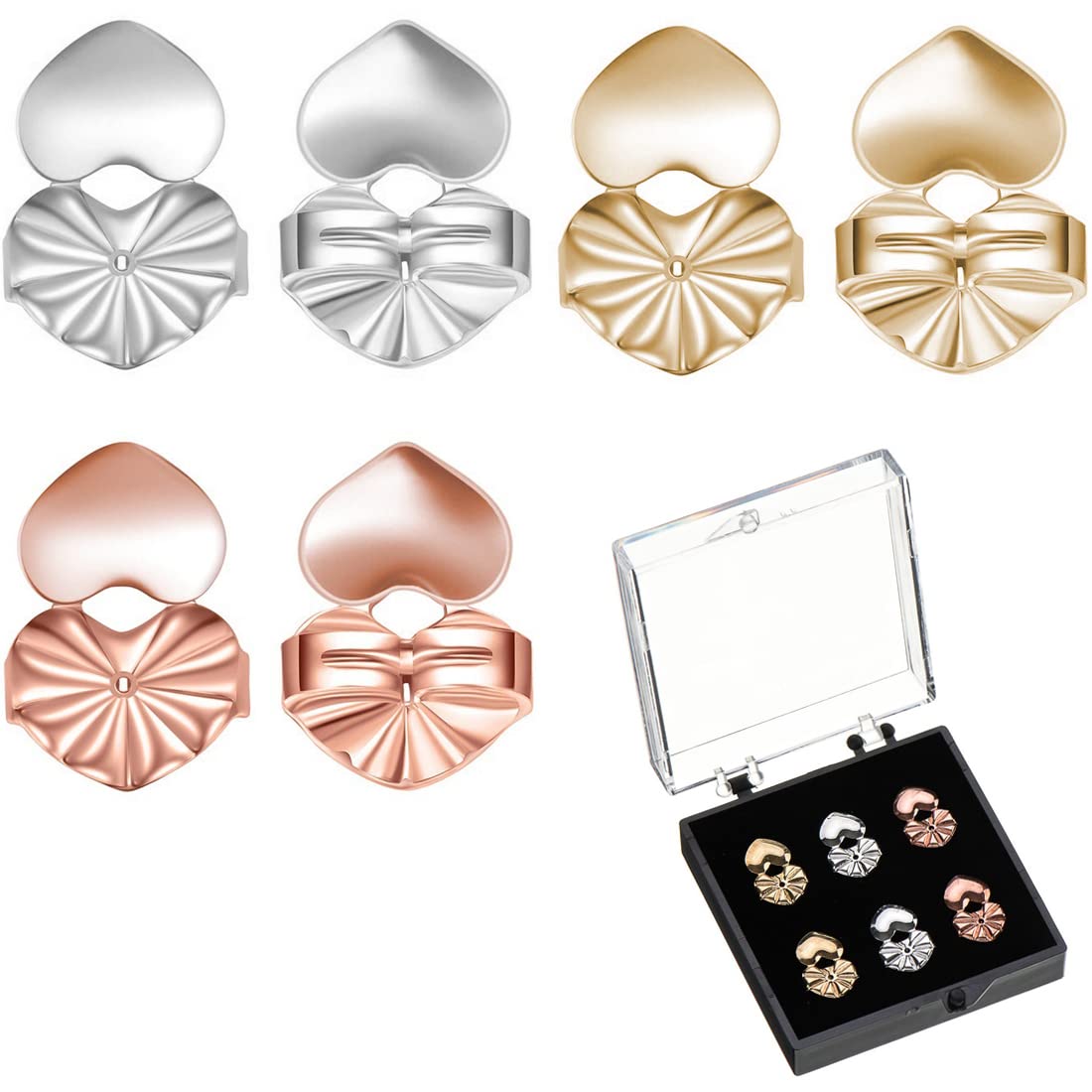 Supports Magiques Pour Boucles D'oreilles - Lot De 4 Paires - Dos Releveurs Hypoallergéniques Pour Boucles Lourdes - Or Et Argent