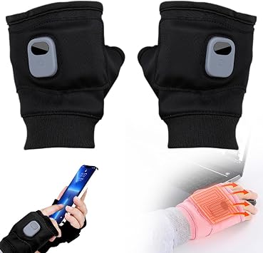 Heated Gloves for Women, Upgraded Smart Thermostatic Electric Heated Fingerless Gloves Rechargeable, Winter Hand Warmer for Work Cycling Skiing Outdoor Snow