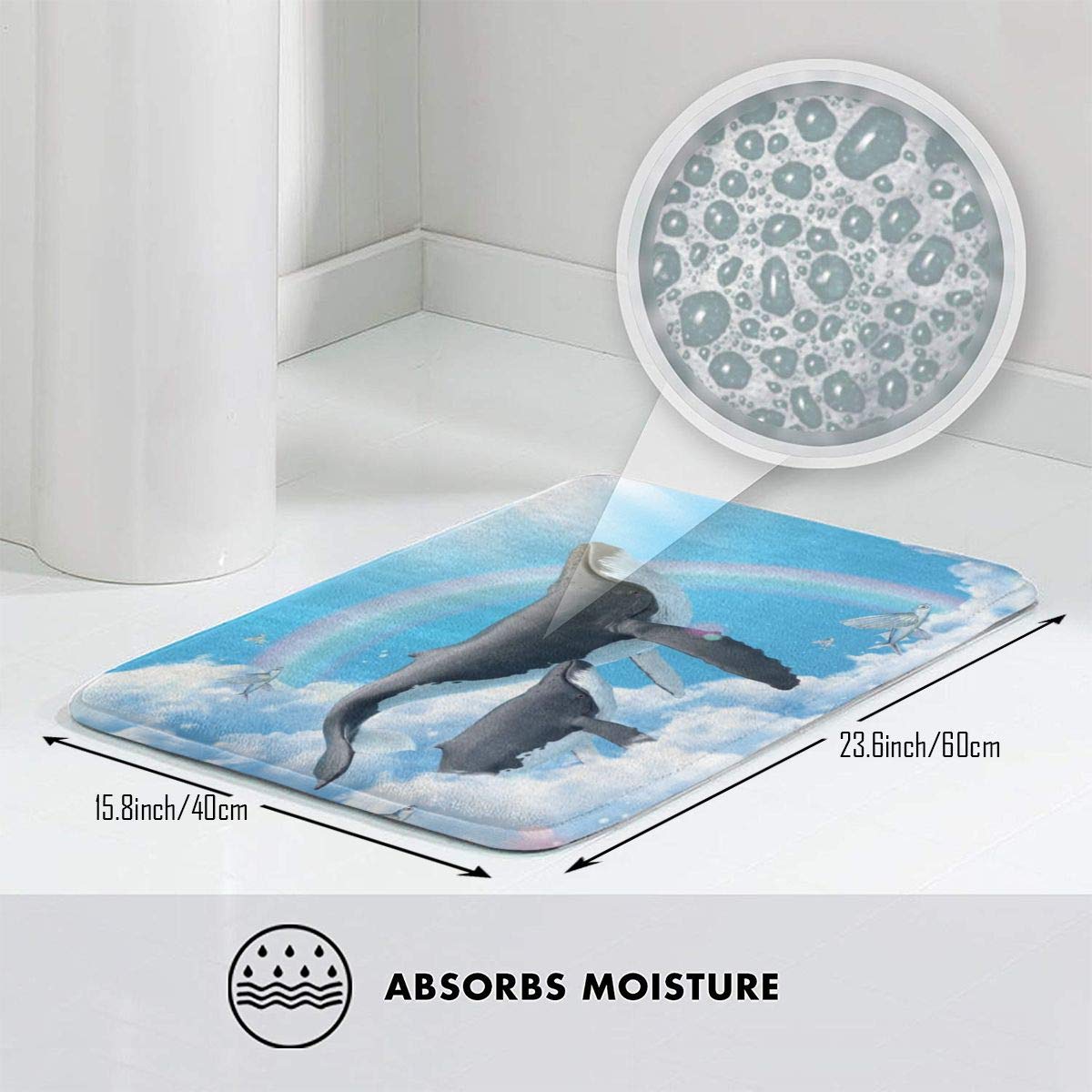 Amazon.co.jp: DADABULIU バスマット 玄関マット お風呂マット クジラ