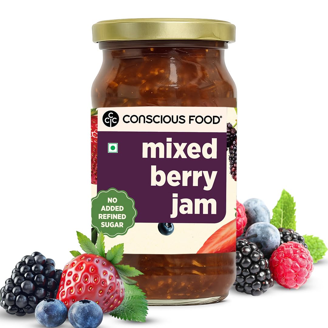 Conscious Food Mixed Berry Jam | 220gm | Real Fruits (Strawberry