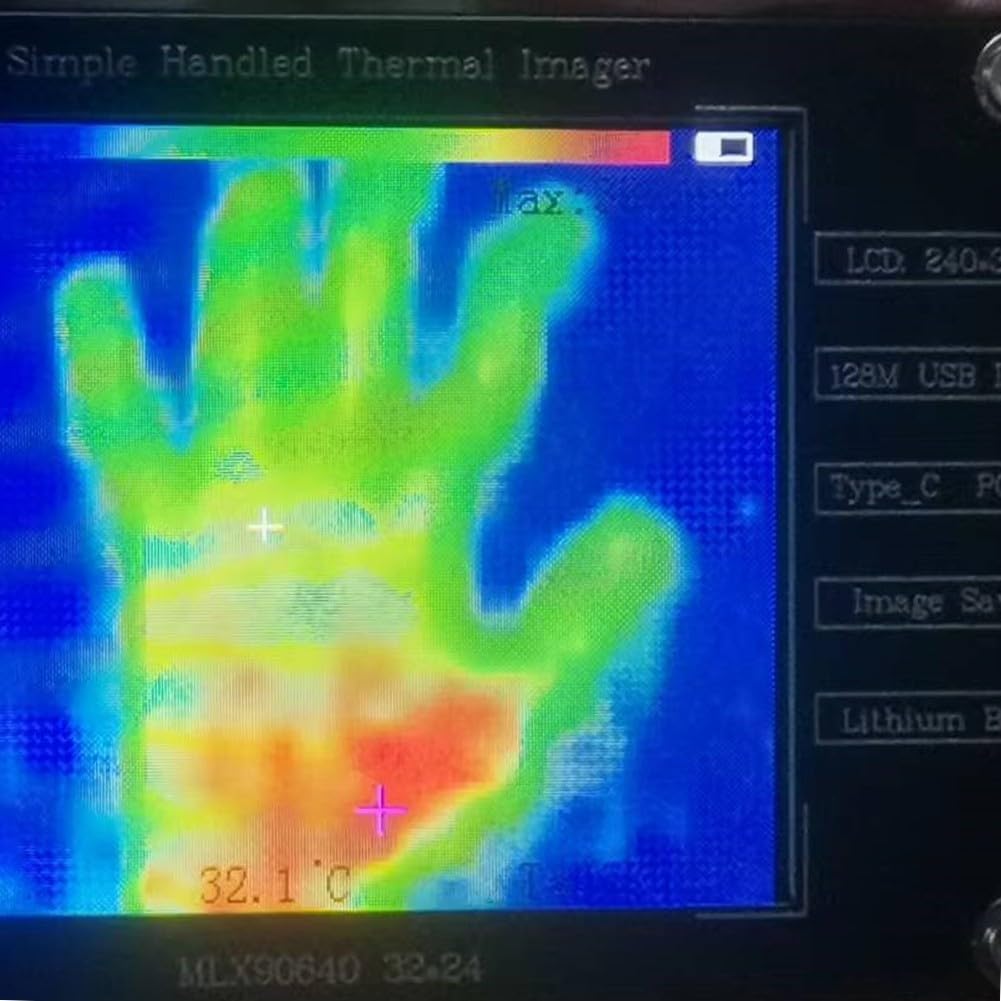 Cámara de imágenes térmicas de mano con resolución IR de 320 x 240, pantalla TFT de 2.8 pulgadas, -40 a rango, recargable por USB-C, temperatura infrarroja