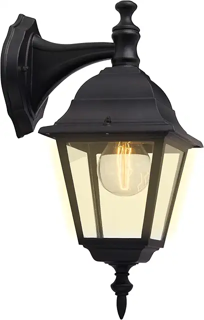 Lampada da Esterno Newport in Metallo e Vetro Nero, E27 60W
