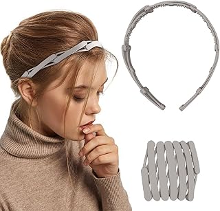 1 PC Hair Bands Teeth comb headbands for women Girl Plastic Plain Headbands Retractable Pocket Hair Band,Spring Wavy Foldable Headband No Slip Adjustable Hair Hoop Fashion Hair Accessories (Grey)