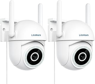 Little elf Outdoor Camera, 4MP Security Cameras Wireless Outdoor with 360° Motion Tracking, Home Camera Surveillance Exterieur with Color Night Vision, 2-Way Audio, AI Motion Detection, Siren, 2 Pack