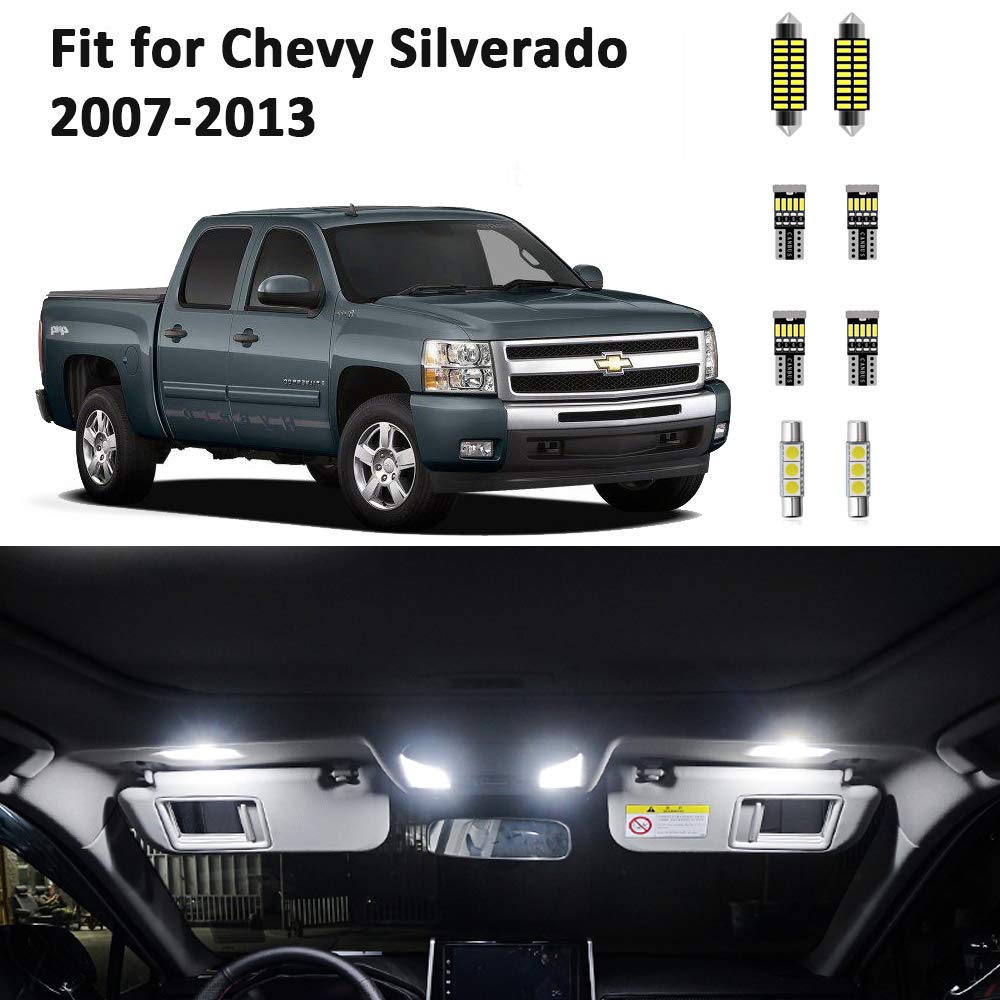AWALITED 12pcs Chevy Silverado Interior LED Lights Kit Super Bright LED Map Dome Light Bulbs Replacement for 2007 2008 2009 2010 2011 2012 2013 Chevy Silverado all models