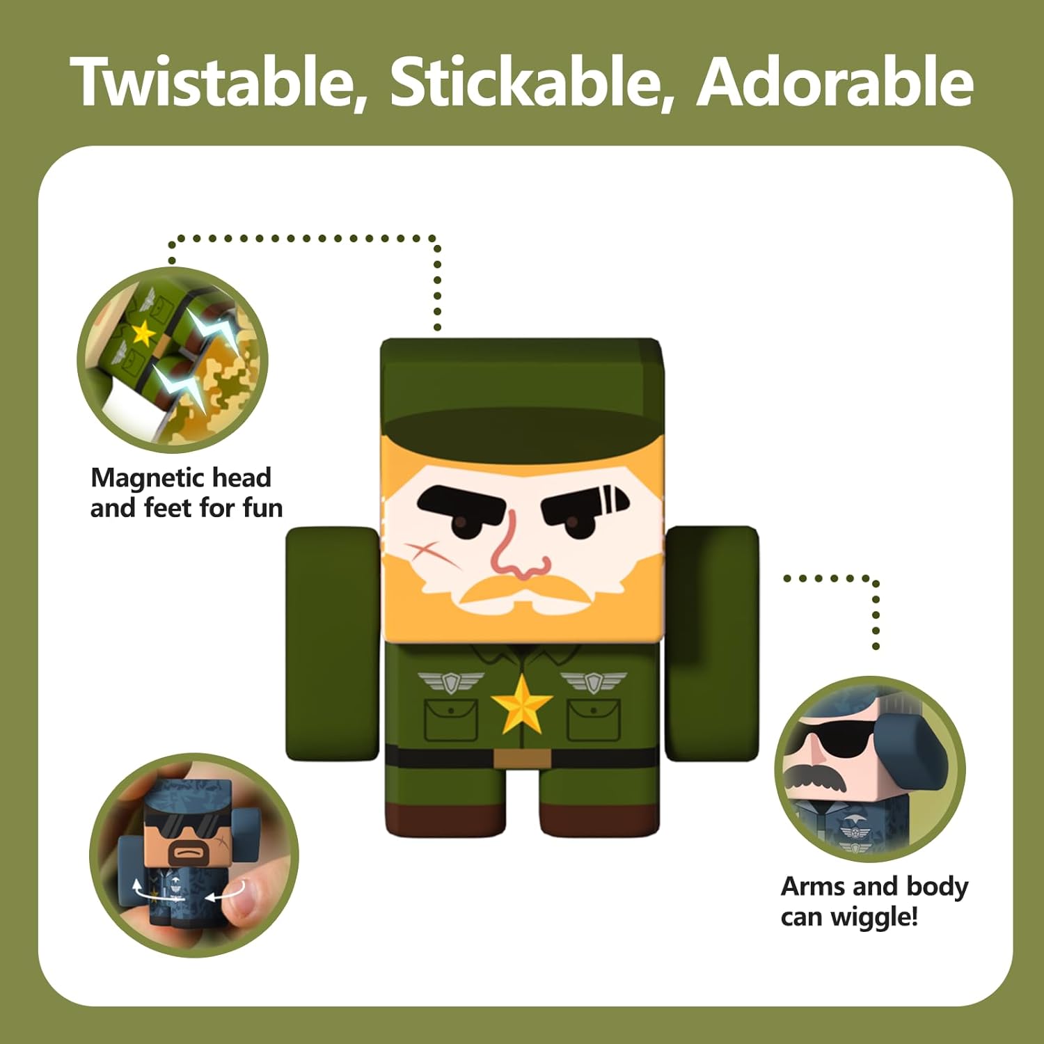 GobiDex Magnetic Army Men Action Figures, Military Toy Soldiers Expansion Pack, Compatible with Magnetic Building Blocks, STEM Army Toys for Boys Girls, Fun Toddler Kids Gifts Ages 3+