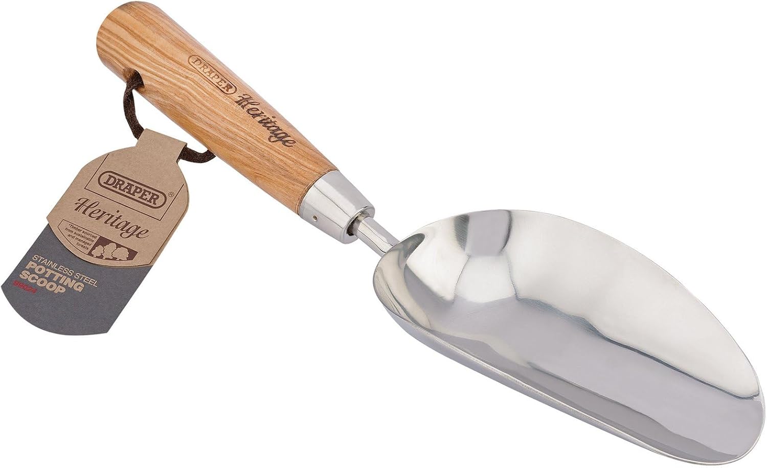 Draper Heritage 99024 Stainless Steel Hand Potting Scoop with Ash Handle