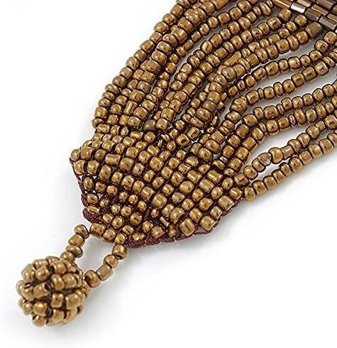 Avalaya Handmade Gold Bronze Glass Bead Bracelet with Loop and Button Closure - 16cm L/ 3cm Ext - Image 5