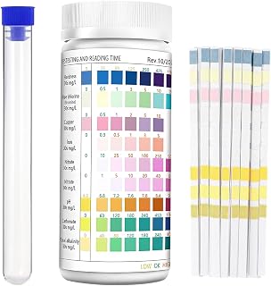 200 Tiras de Prueba 9 en 1 para Agua de Acuario: pH, Nitrito, Nitrato, Cloro, Dureza Total, Hierro, Cobre. Prueba Rápida para Agua Potable, Agua de Piscina, Acuario, Agua de Pozo y Agua del Grifo.