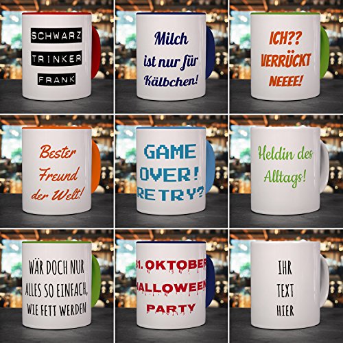 printplanet® - Tasse mit eigenem Text bedrucken lassen - Kaffeebecher mit Wunschtext oder Spruch personalisieren - Becher Rot