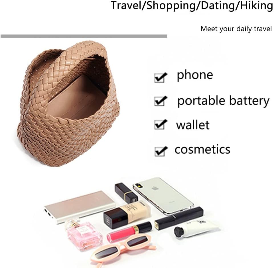 Woven Leather Bags for Women Knoted Women Handbag Designer Shoulder Bucket Purse Handmade Fashion Tote Hobo Bag Small - Image 4