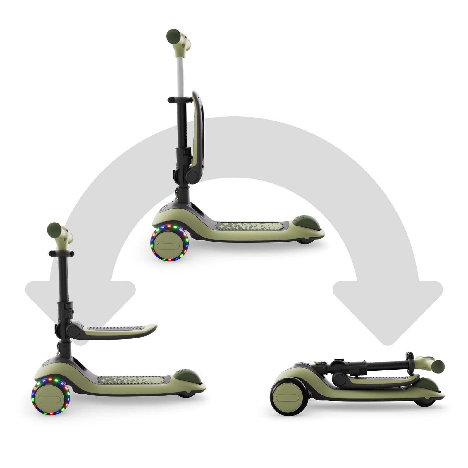 Kinderkraft Halley 2, Correpasillos Desde 12 Meses y Patinete Desde 24 Meses, 2 en 1, para Niños, Ajustable, Triciclo, Bici sin Pedales, 3 Ruedas, LED, Multifuncional, hasta 50 kg, Verde