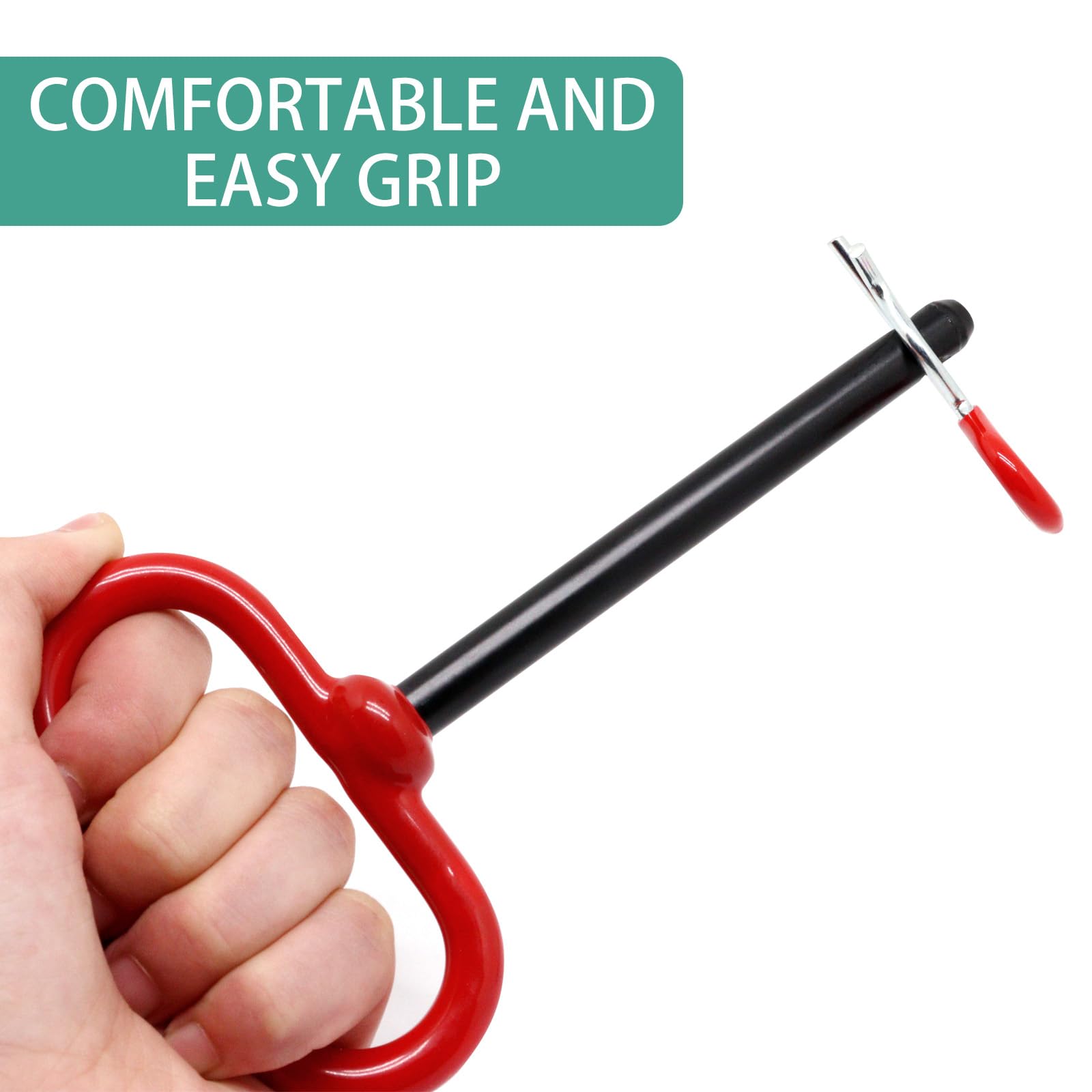 Perno di traino da 5/8 x 5-3/4", 2 perni di traino per rimorchio, perno e clip per gancio di traino per trattore, maniglia rossa, perno per cancello del rimorchio, perni per trattore per