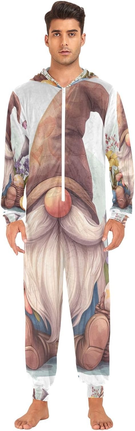 Gnomes Lavender Unisex Adult Onesie Pajamas Comfy One Piece Costume Jumpsuits Novelty Sleepwear Homewear for Men Women