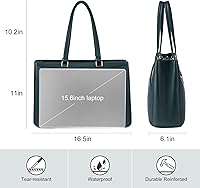 Vista 2 de LOVEVOOK Bolsa para laptop de 15.6 pulgadas para mujer, bolsa de mano impermeable de cuero, maletín para computadora para mujeres de negocios, bolsa