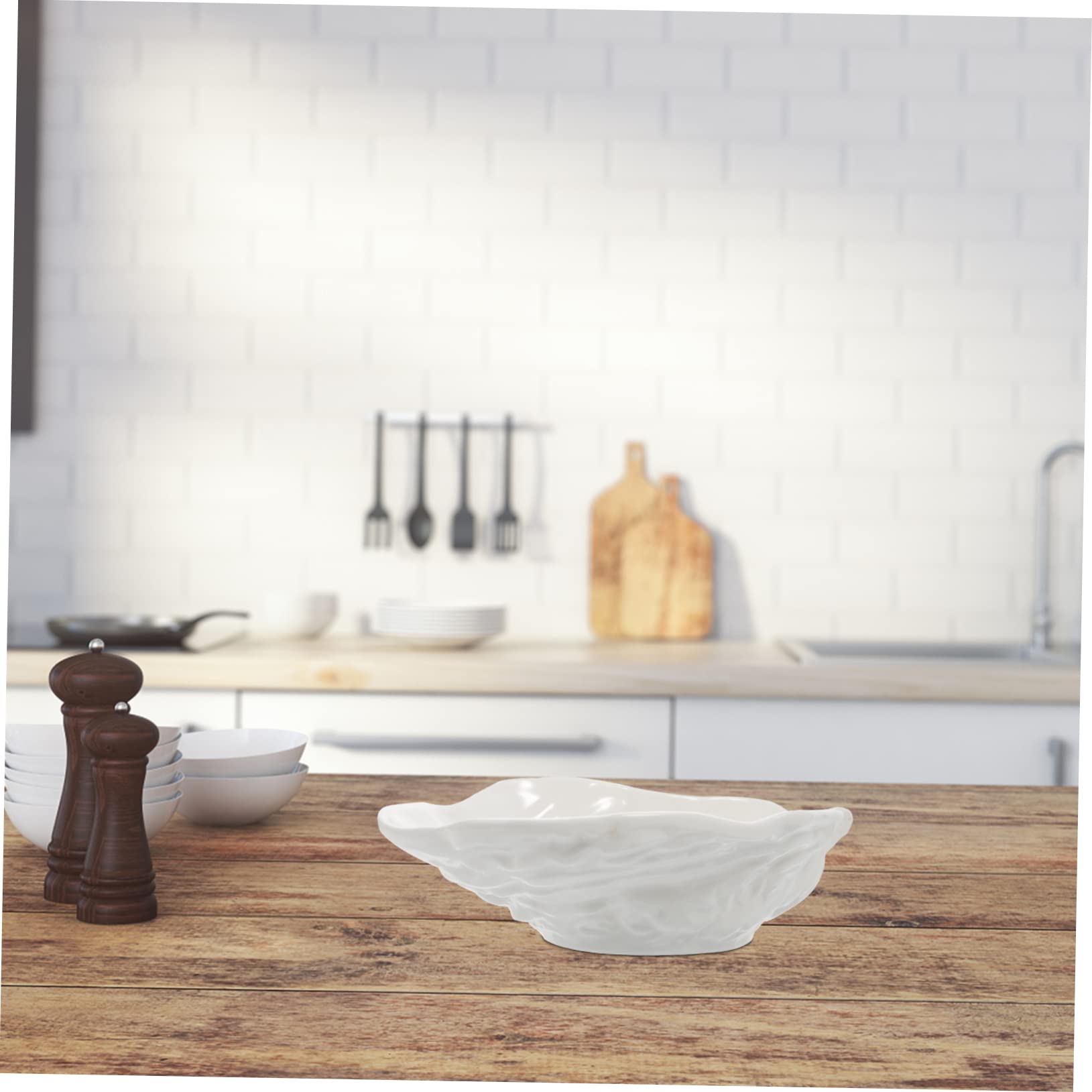 MUCKLILY 1Pc Creative Ceramic Bowl for Serving Food Irregular Shape Noodle Bowl Oyster Plate Smooth Surface Easy to Clean for Use