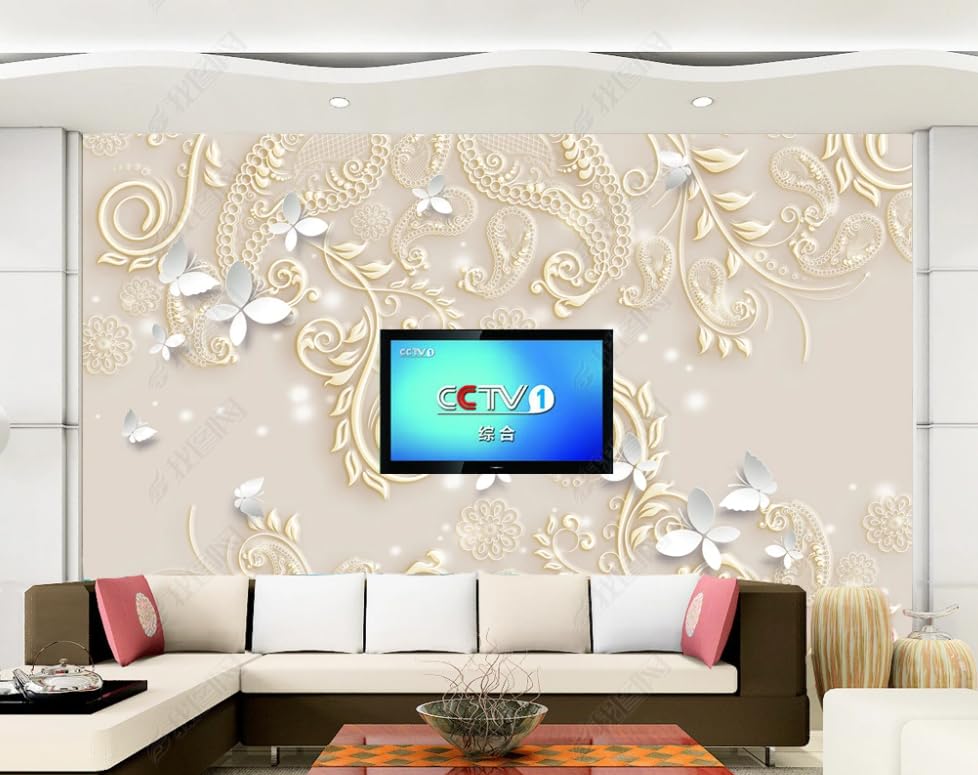 Papier peint intissé pour cacher les défauts du mur salon relief 350x256cm
