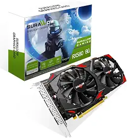 Placa de vídeo SURALLOW RX 580 de 8 GB, 2048SP, GDDR5, 256 bits para PC de jogos, PCIE 3.0, placa de vídeo de computador com ventoinhas duplas de congelamento com portas HDMI/DP (modelo1)