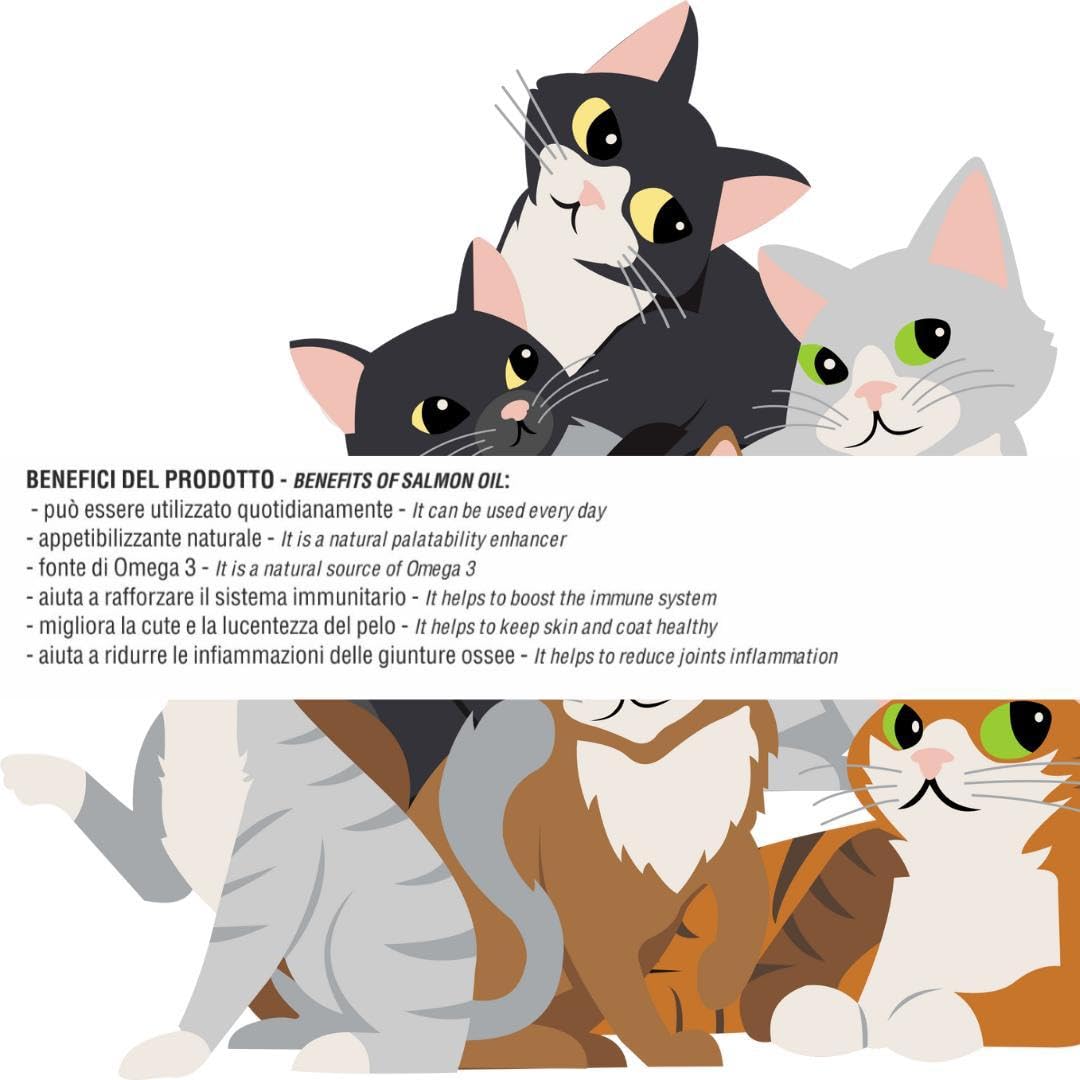 Olio Spray Salmone Appetizzante per Cani e Gatti, alimento per cani e gatti adulti e cuccioli di tutte le razze con poco appetito | 1 flacone da 125ml.