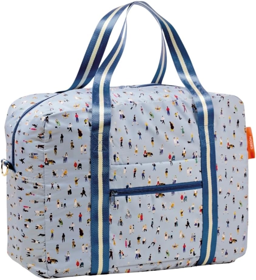 Easy Travel Bag Happy Life, lightblue, 17,5 x 19 x 3 cm, Foldable travel bag with shoulder strap