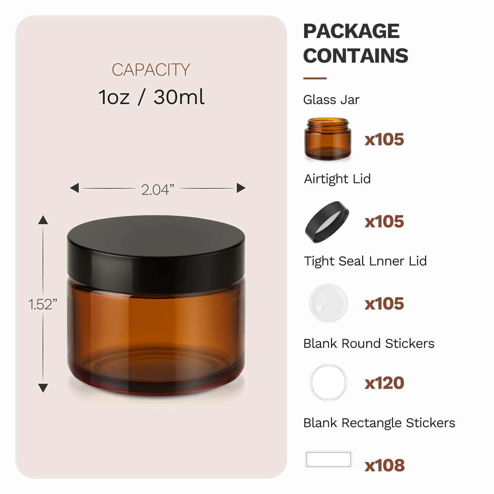 Bumobum 1 oz Glass Jars with Lids, Empty Cosmetic Containers