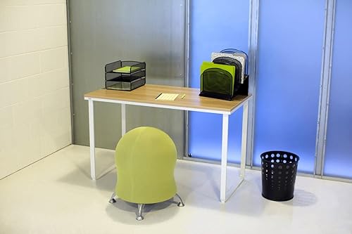 Miniatura 6 de Safco Productos Escritorio de mesa de diseño simple con base de trineo, patas blancas con tapa de haya (1943BHWH)