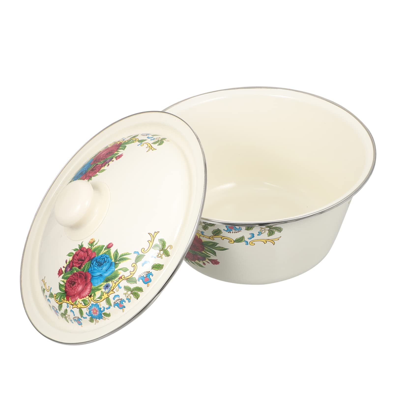 Amazon.co.jp: 家庭用収納洗面器 エナメル洗面器 蓋付きスープボウル