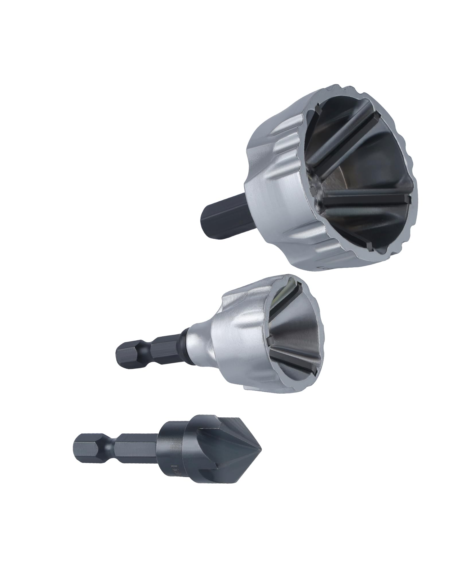 Lichamp Herramienta de chaflán de carburo de tungsteno de 1/8 a 1-7/16 pulgadas con broca avellanadora de 1/8 a 5/8 pulgadas, removedor de rebabas de carburo de tungsteno para tornillos de metal