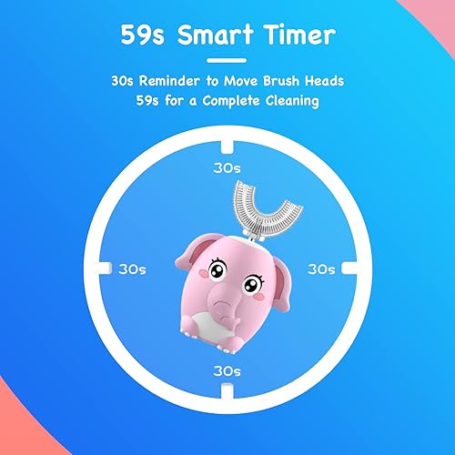 Miniatura 4 de Cepillos de dientes eléctricos para niños, en forma de U, cepillo automático sónico para niños con 4 cabezales de cepillo, 6 modos de limpieza,