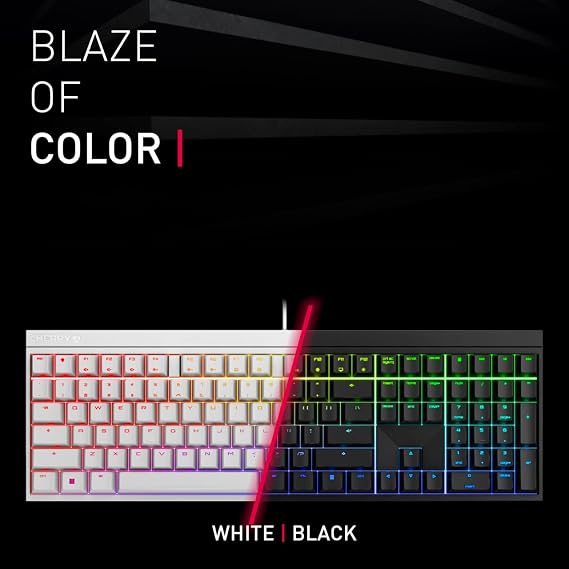 Cherry MX 2.0S Wired Gaming Keyboard with RGB Lighting Different MX Switching Characteristics: MX Black, MX Blue, MX Brown, MX RED and MX Silent RED (White - MX Black Switch)