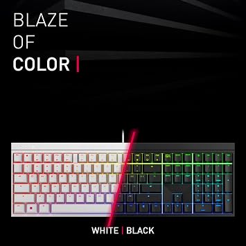 Cherry MX 2.0S Wired Gaming Keyboard with RGB Lighting Different MX Switching Characteristics: MX Black, MX Blue, MX Brown, MX RED and MX Silent RED (White - MX Black Switch)