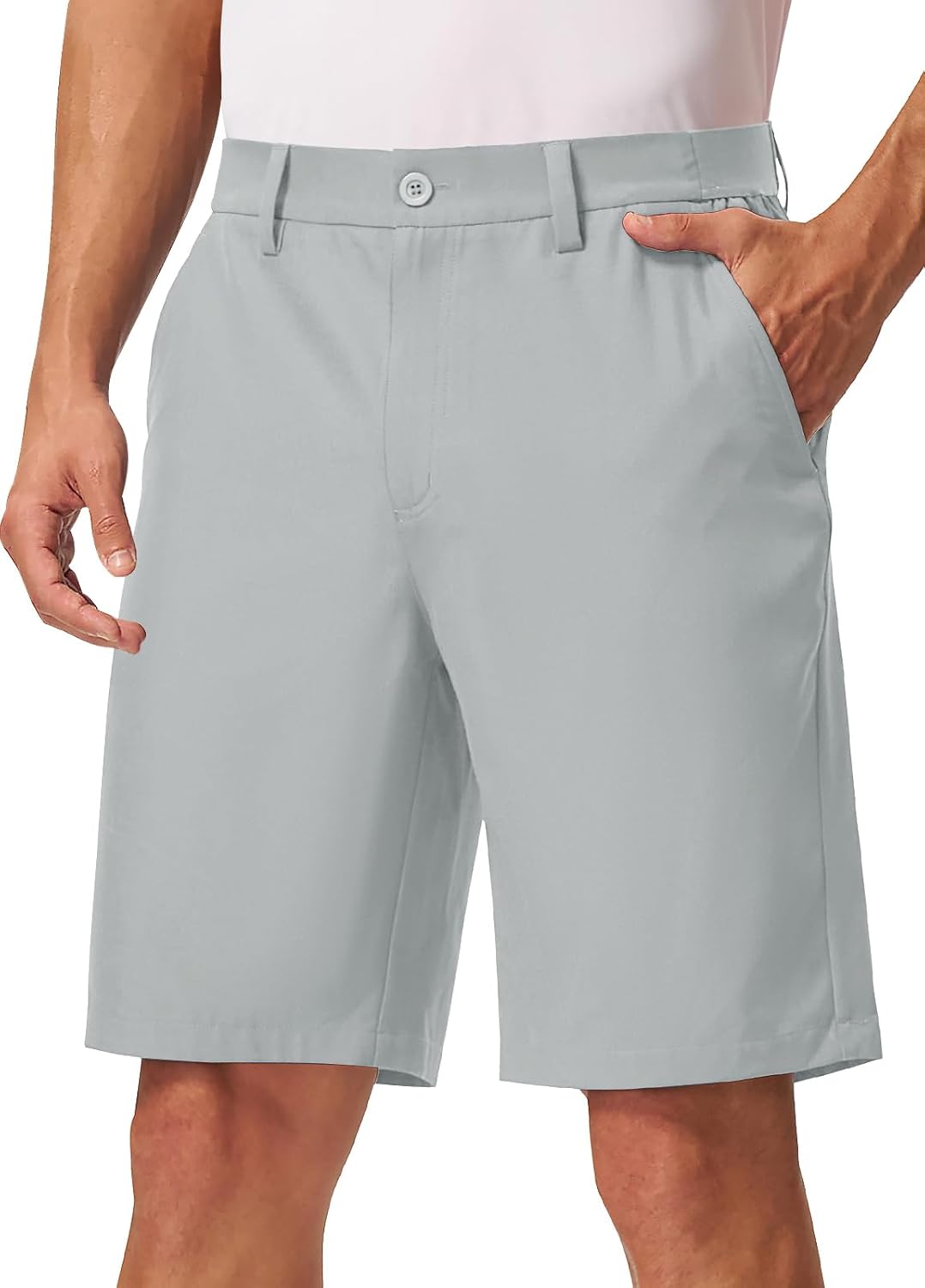 Rdruko Men's 9" Golf Casual Shorts 5 Pockets Lightweight Water Resistant Quick Dry Stretch Hiking Dress Work Shorts