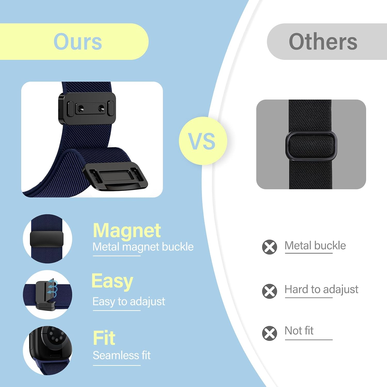 Magnetic Nylon Stretchy Sport Band for Apple Watch Series 11-1 Men Women image 2