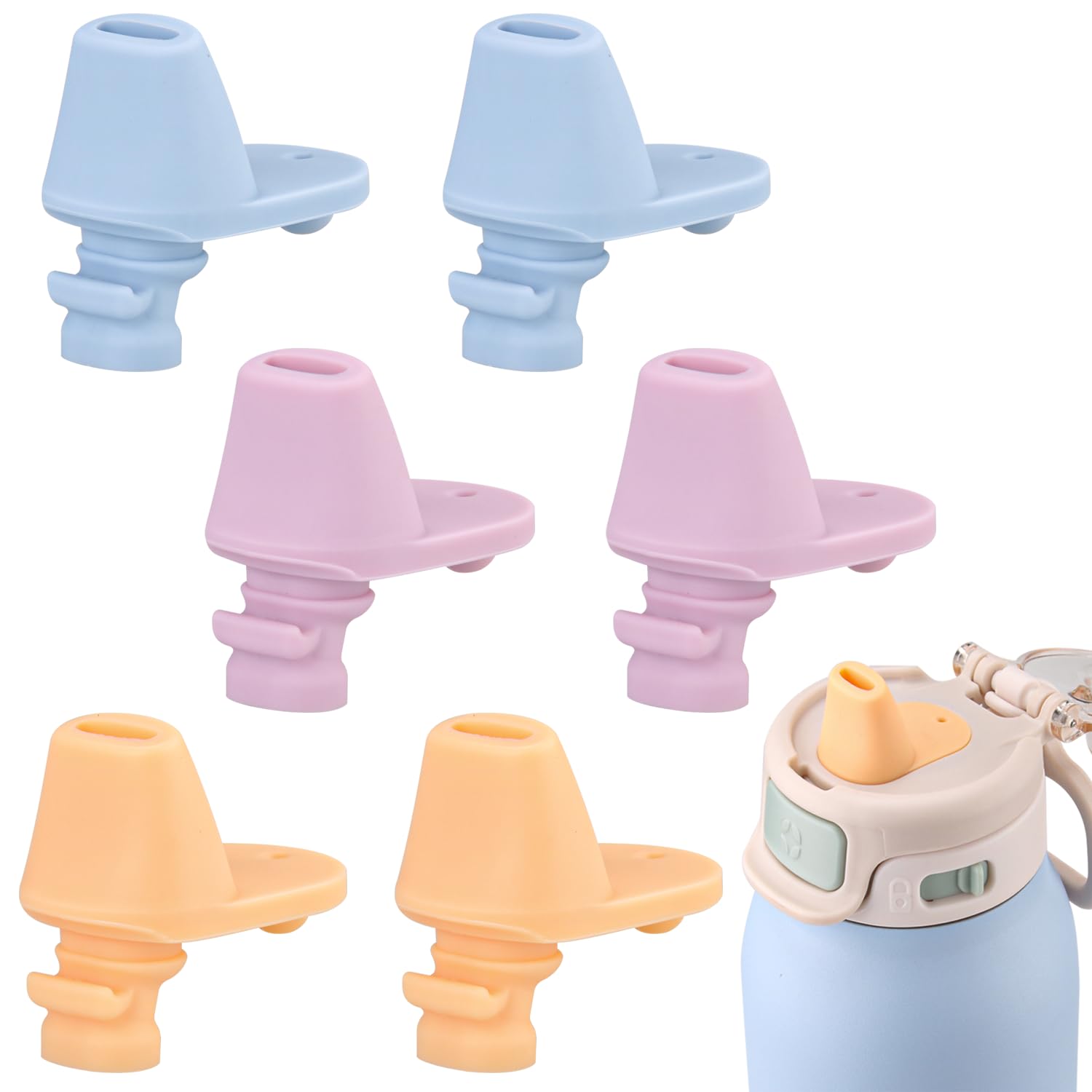 6 pcs Water Bottle Mouthpiece for Ello Pop & Fill Water Bottle，BPA Free Silicone Water Bottle Mouthpiece for 22oz、32oz、40oz Ello Pop & Fill Bottle