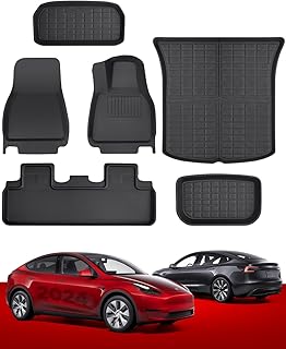 TAPTES All Weather Floor Mats for Tesla Model Y, Full Set 6 Pcs All Weather Floor Mats And Cargo Mats for RDH Tesla Model Y 2025 2024 2023 2022 2021, Waterproof Floor Mats And Cargo Mats for Model Y