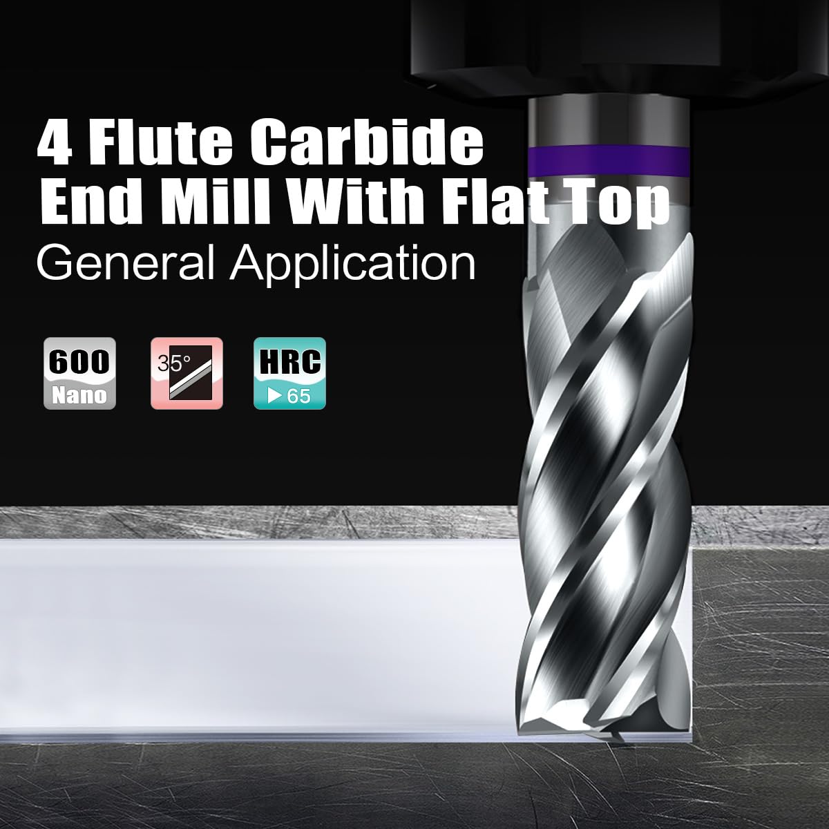 3/16" Carbide Square End Mill 4 Flute (5-Pack) - CNC Router Bits for Aluminum, Steel, Brass - 3/16" Shank, 5/8" Cut, 2" OAL - High Precision Engraving