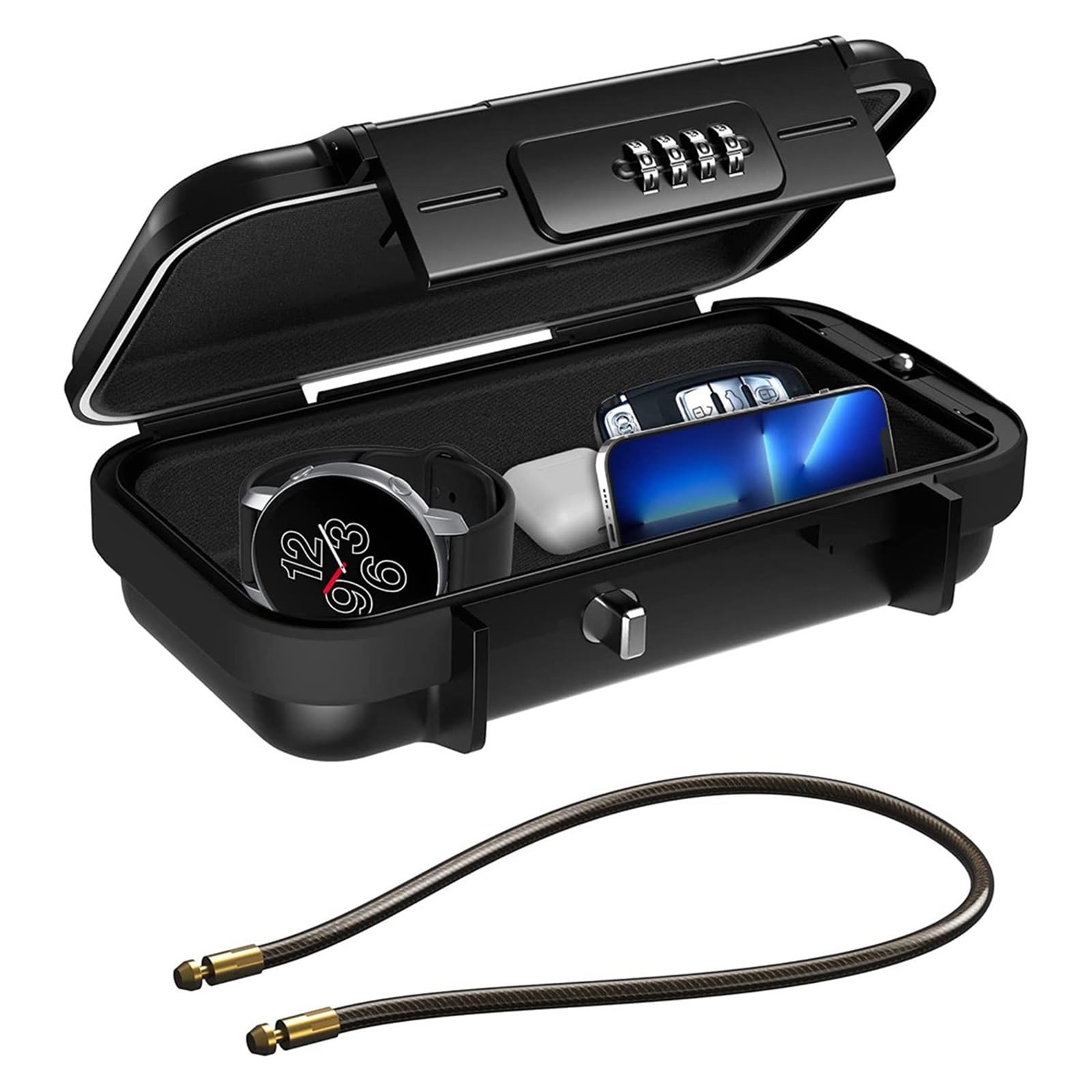 Cassaforte Piccola Cassetta Di Sicurezza, Custodia Sicura Portatile Con Combinazione A 4 Cifre Con Corda All'aperto, Campeggio, Escursionismo, Sport, Palestra, Sicurezza per casa, ufficio, hotel, viag