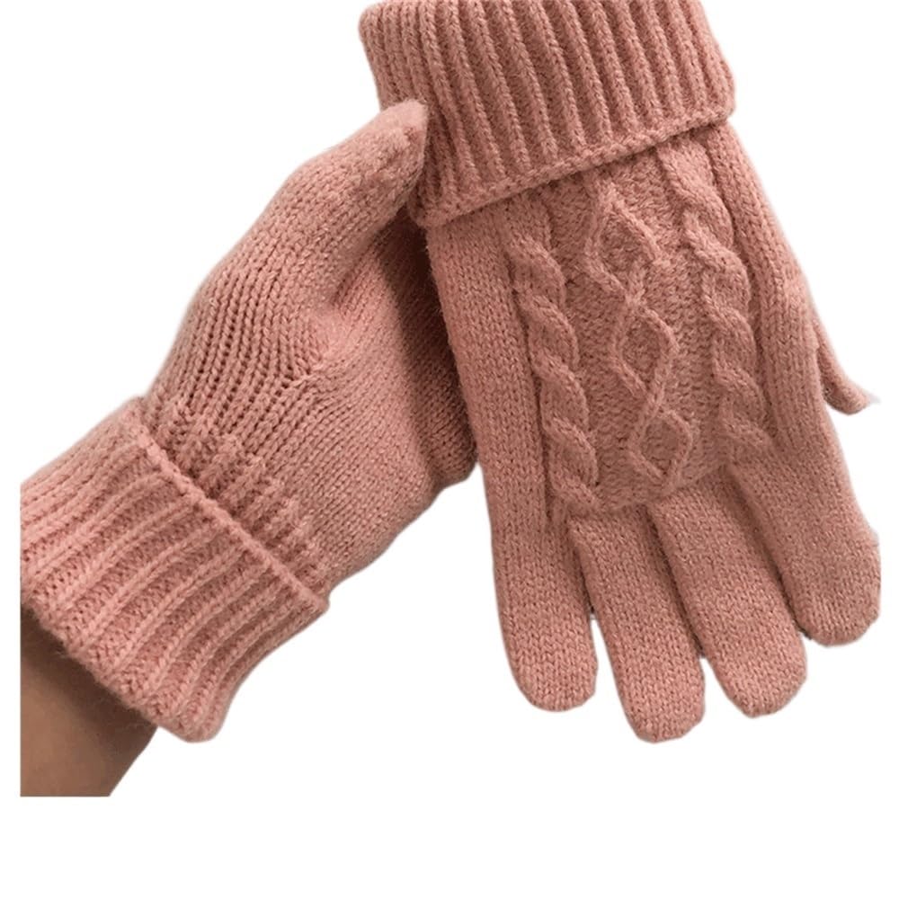 Guanti morbidi elasticizzati Velluto alla moda addensato da donna Mantieni caldi guanti di lana lavorati a maglia con motivo touch screen