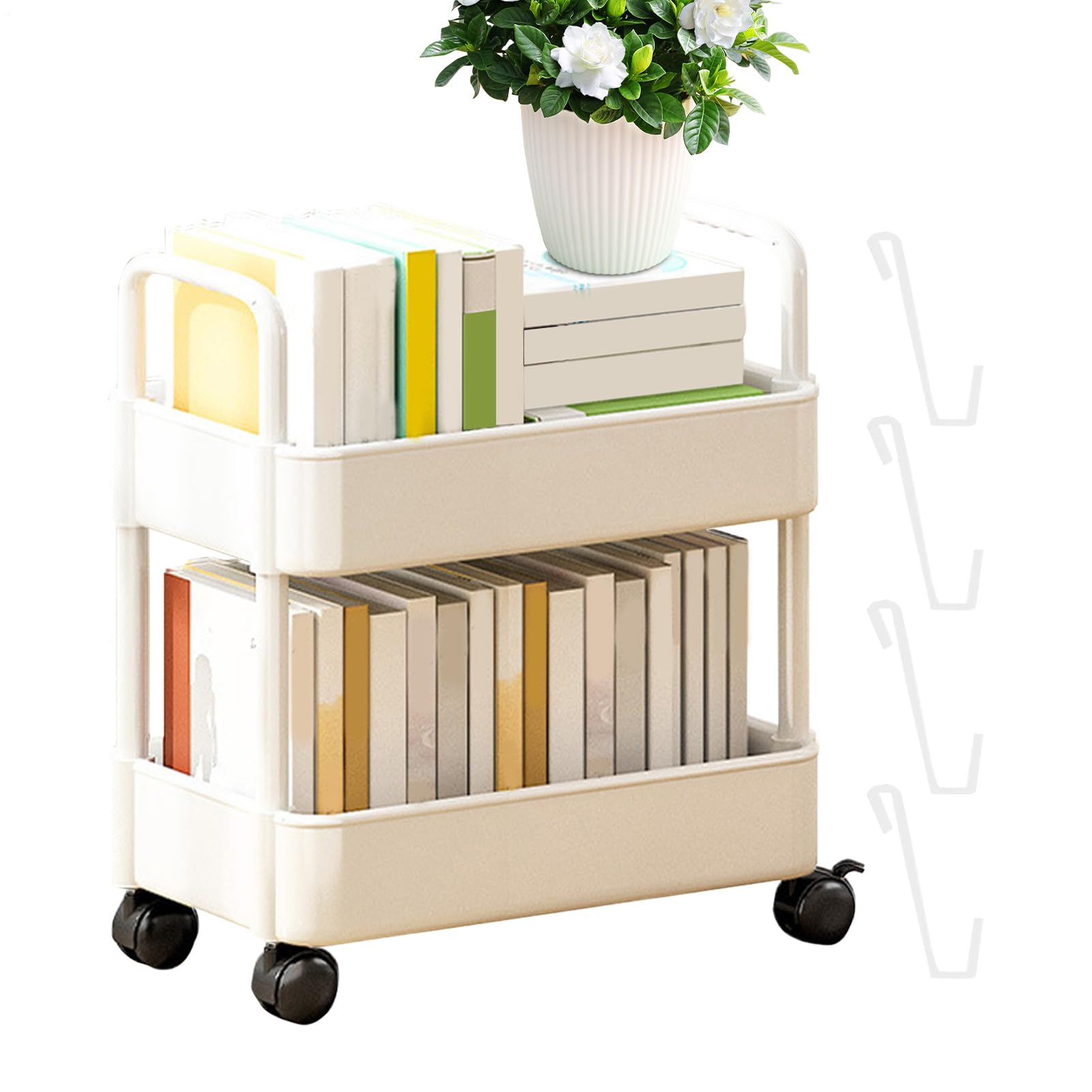 Chariot de bibliothèque mobile à roues | Étagère d'organisateur de stockage