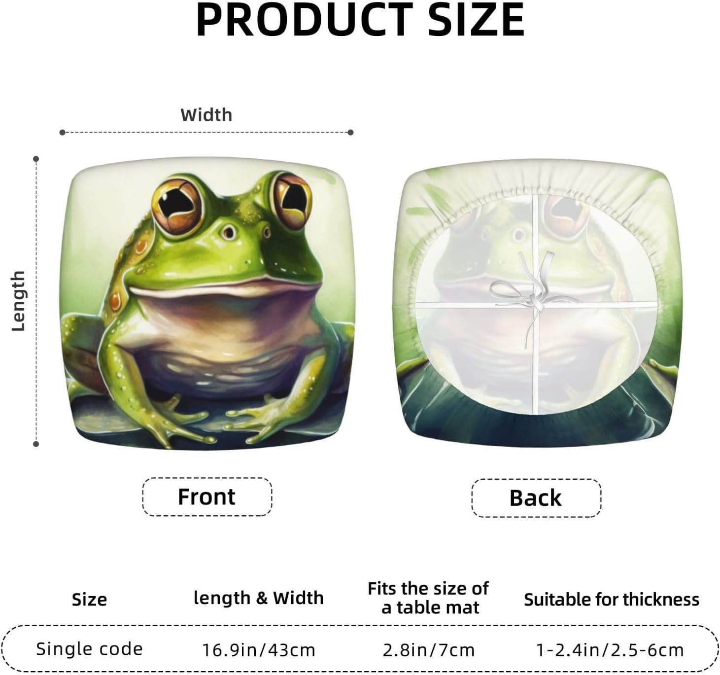 Frog Print Square Cushion Covers 6 Pcs Set Elastic Non-Slip Seat Cushion Slipcovers Pet Furniture Protectors for Chair, Sofa