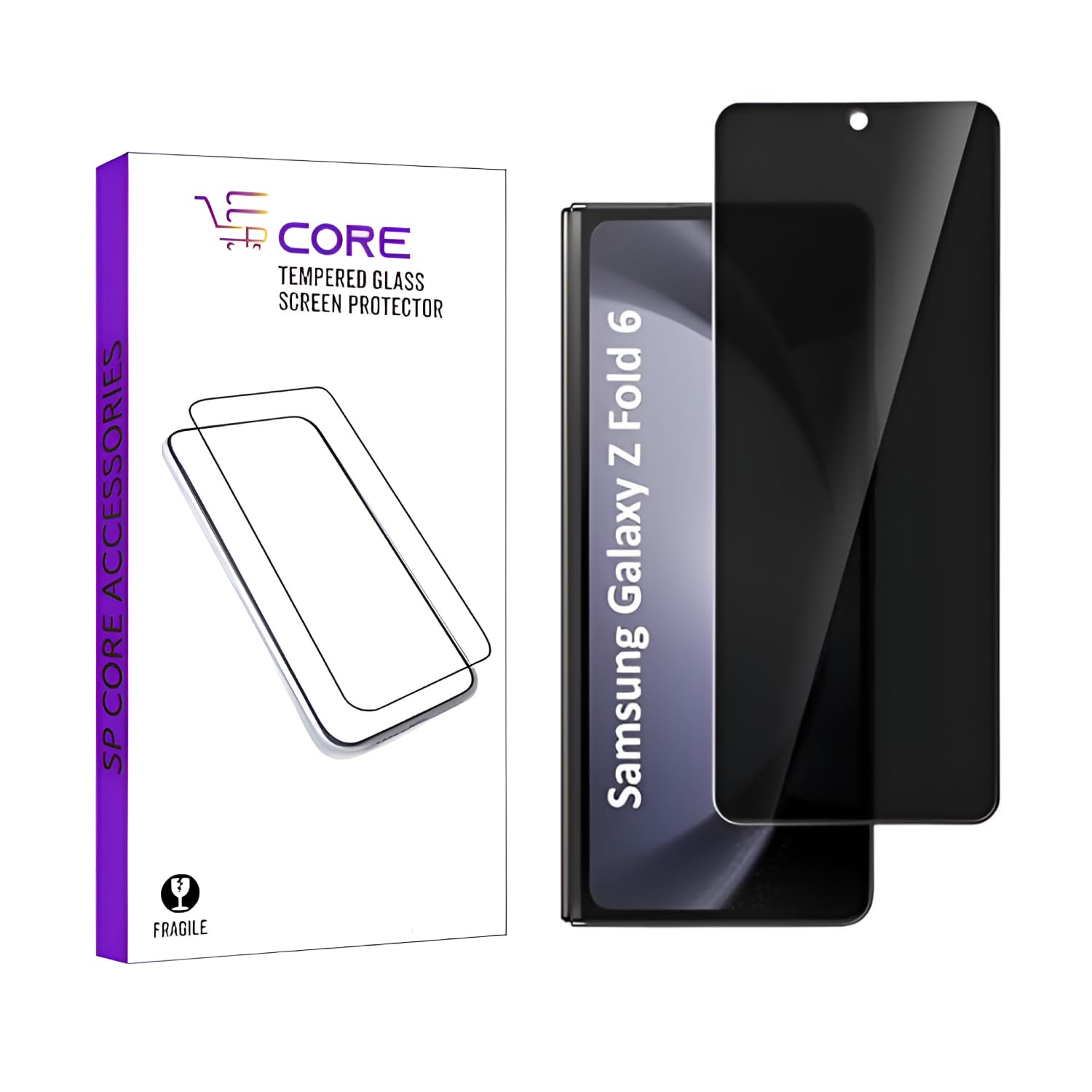 SPCORE Privacy Tempered Glass For Samsung Galaxy Z Fold 6 (5G) Smartphone Anti-Spy | Edges To Edge|9H Hardness | Screen Guard Protector (Pack Of 1) (B0DFT3Q73G) Amazon Price History, Amazon Price Tracker