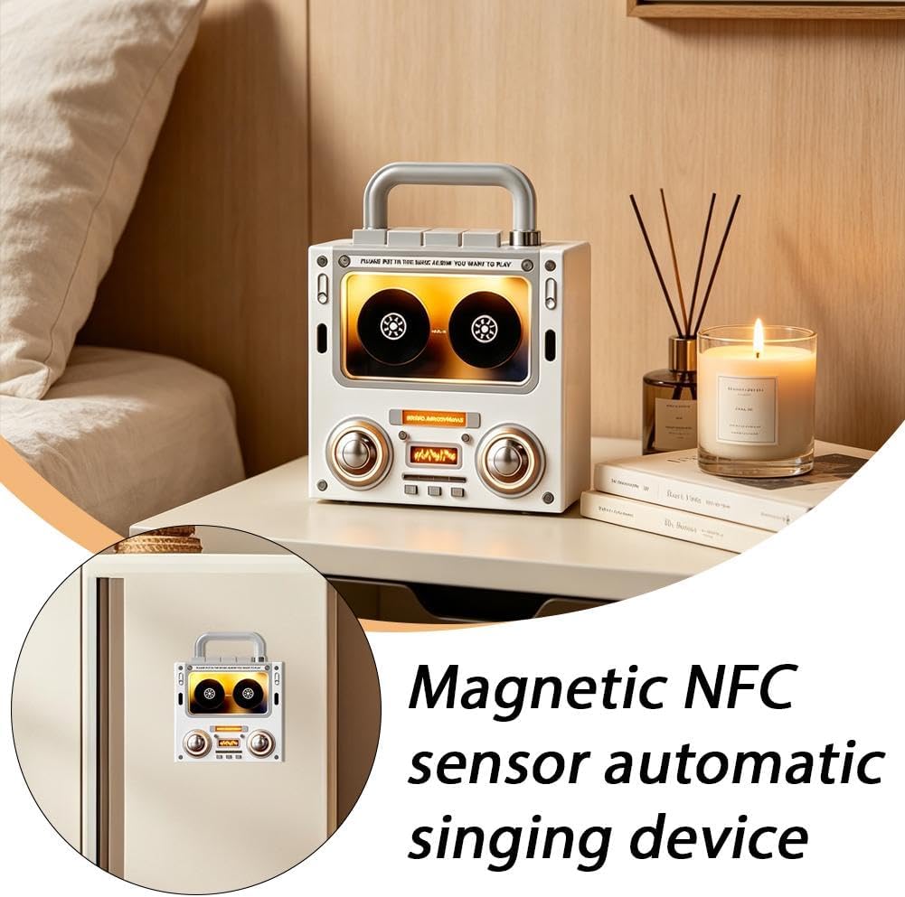 16Pcs Retro Music Fridge Magnets with Player Set,Magnetic Refrigerator Magnet NFC Induction Singing Speaker,DIY Programmable MusicPlayer,Cool Music Gifts