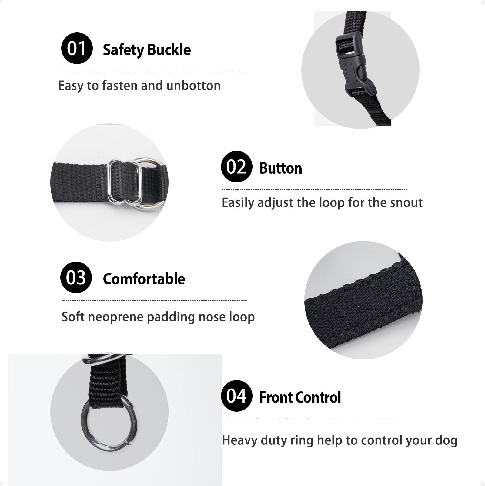 ILEPARK Collare per Cane Cone Cinturino di Sicurezza, Cavezza da Testa per Cane, Regolabile e Facilmente controllabile (L, Blu)